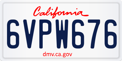 CA license plate 6VPW676