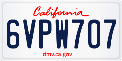 CA license plate 6VPW707