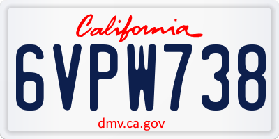 CA license plate 6VPW738