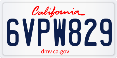 CA license plate 6VPW829