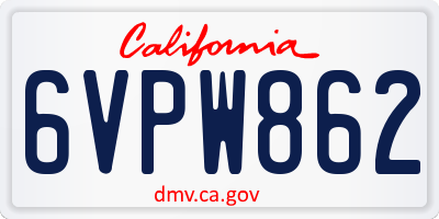 CA license plate 6VPW862