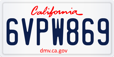 CA license plate 6VPW869