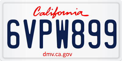 CA license plate 6VPW899