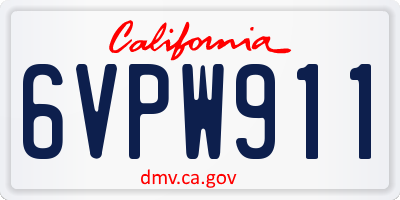 CA license plate 6VPW911
