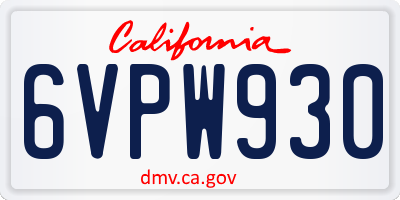 CA license plate 6VPW930