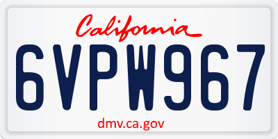 CA license plate 6VPW967