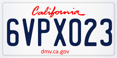 CA license plate 6VPX023