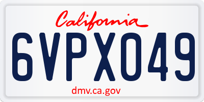 CA license plate 6VPX049