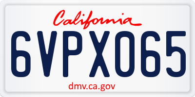 CA license plate 6VPX065