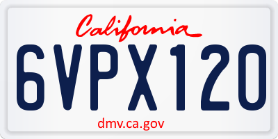 CA license plate 6VPX120