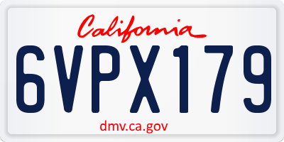 CA license plate 6VPX179