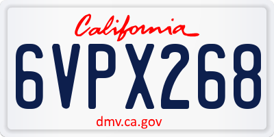 CA license plate 6VPX268