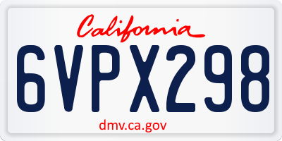 CA license plate 6VPX298