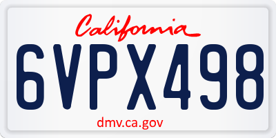 CA license plate 6VPX498