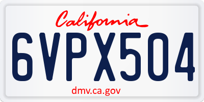 CA license plate 6VPX504
