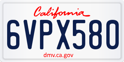 CA license plate 6VPX580
