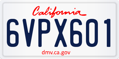CA license plate 6VPX601