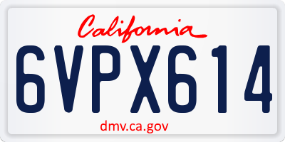 CA license plate 6VPX614