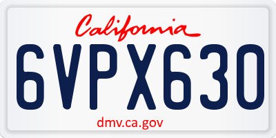 CA license plate 6VPX630