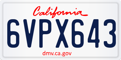 CA license plate 6VPX643