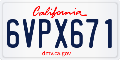 CA license plate 6VPX671