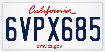 CA license plate 6VPX685