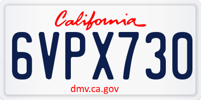 CA license plate 6VPX730