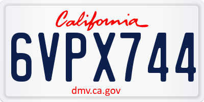CA license plate 6VPX744