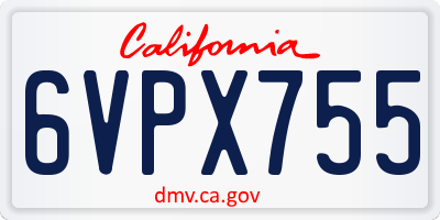 CA license plate 6VPX755