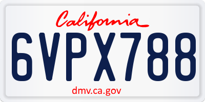 CA license plate 6VPX788