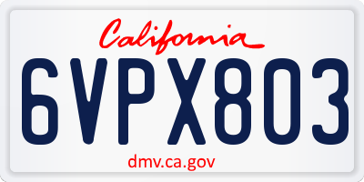 CA license plate 6VPX803