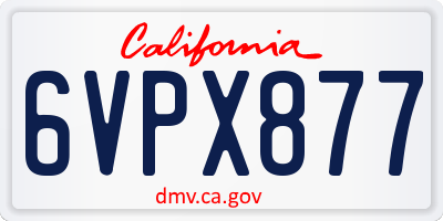CA license plate 6VPX877