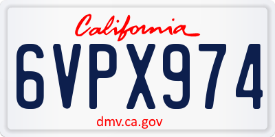 CA license plate 6VPX974
