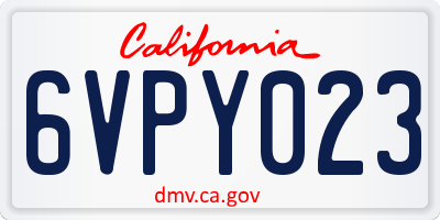 CA license plate 6VPY023