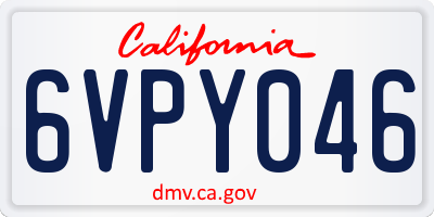 CA license plate 6VPY046