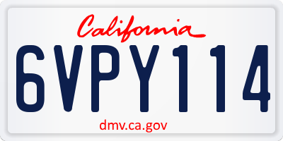 CA license plate 6VPY114