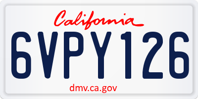CA license plate 6VPY126