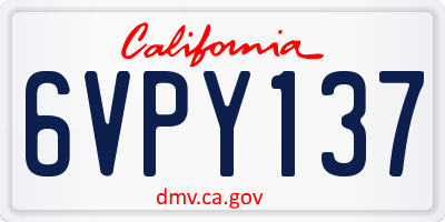 CA license plate 6VPY137