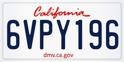 CA license plate 6VPY196