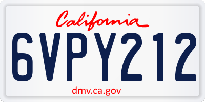 CA license plate 6VPY212