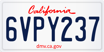 CA license plate 6VPY237