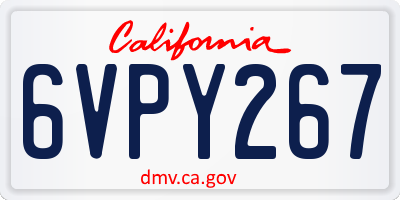 CA license plate 6VPY267