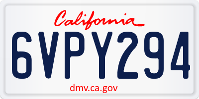 CA license plate 6VPY294