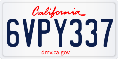 CA license plate 6VPY337