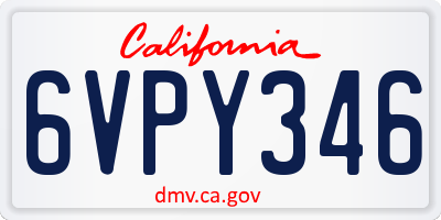 CA license plate 6VPY346