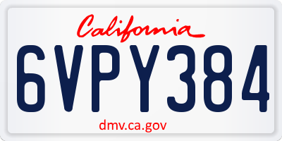 CA license plate 6VPY384