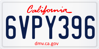 CA license plate 6VPY396