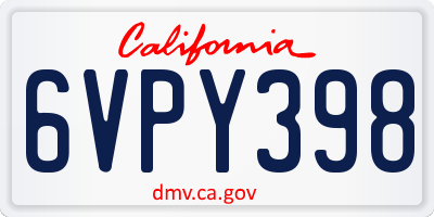 CA license plate 6VPY398