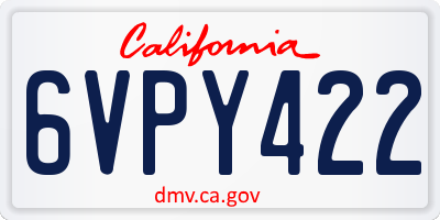 CA license plate 6VPY422