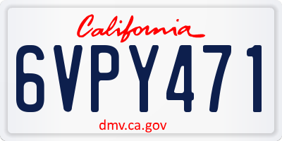 CA license plate 6VPY471